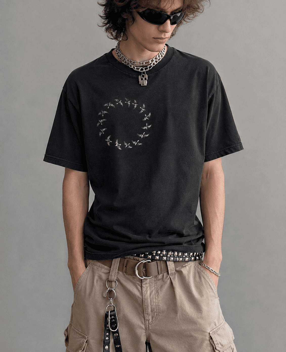 Model wearing the tee, front view